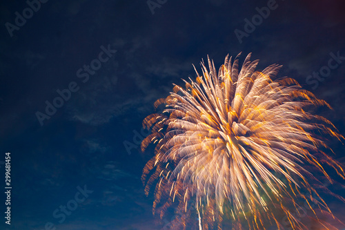 Gorgeous multi-colored fireworks display on dark background