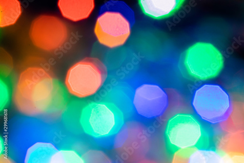 Colorful abstract bokeh lights background.Abstract blurred bokeh Christmas or New Year lights in background.
