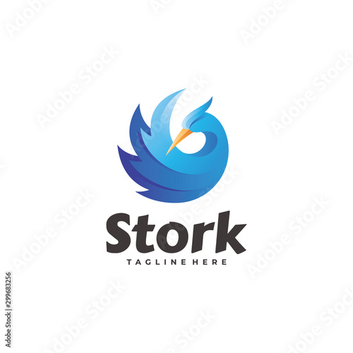 Stork Bird Wing Feather Logo Icon