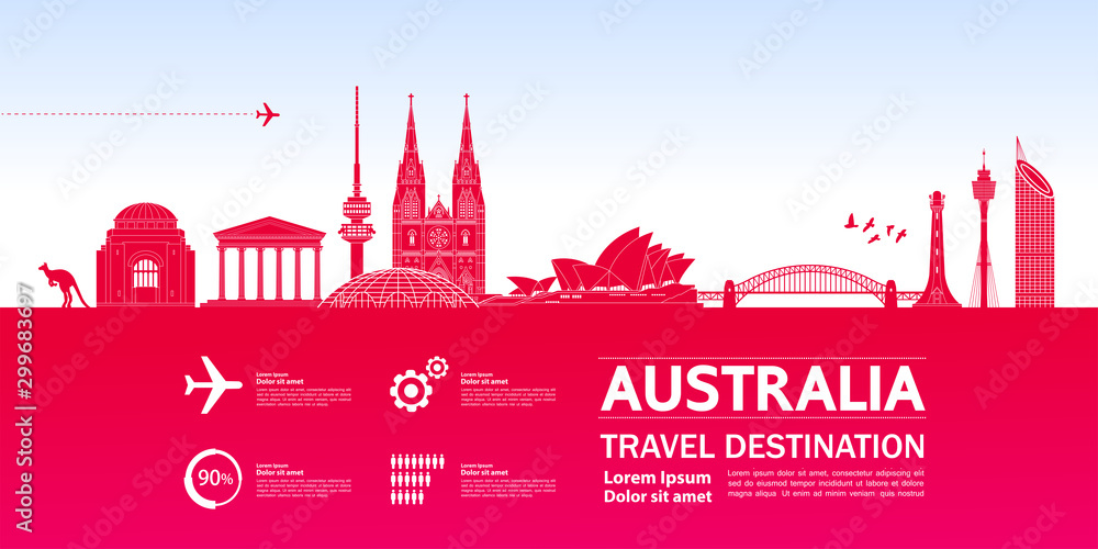 Australia travel destination grand vector illustration.