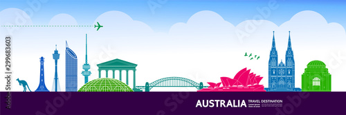Australia travel destination grand vector illustration.