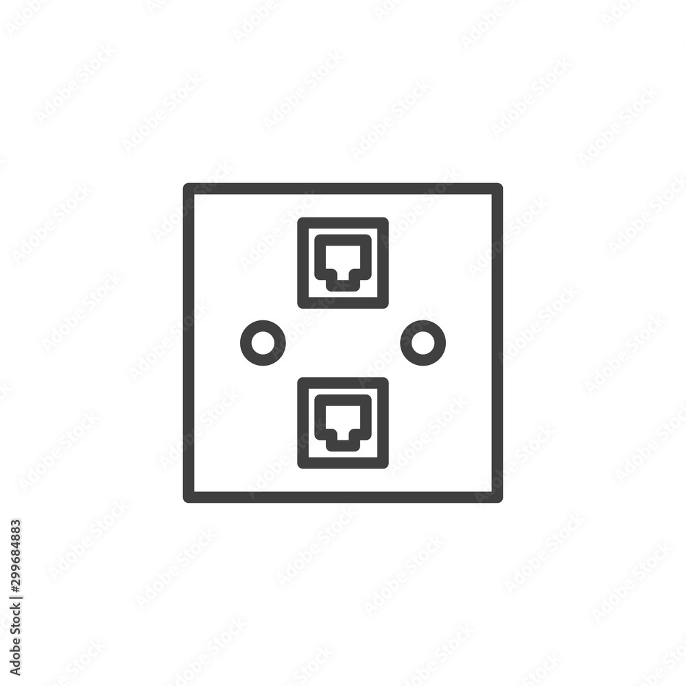 Vecteur Stock Ethernet network socket line icon. linear style sign for  mobile concept and web design. Ethernet double port outline vector icon.  Symbol, logo illustration. Vector graphics | Adobe Stock