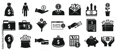 Investor icons set. Simple set of investor vector icons for web design on white background