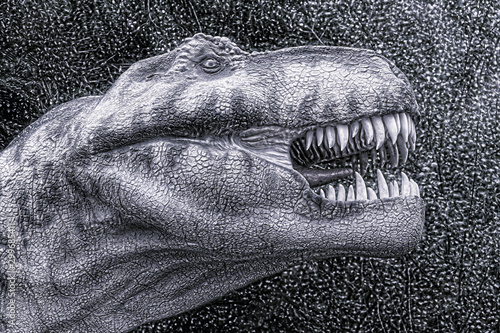 Tyrannosaurus - large jaw open with teeth.