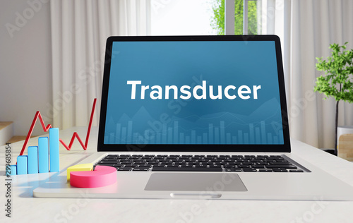 Transducer – Statistics/Business. Laptop in the office with term on the display. Finance/Economics. photo