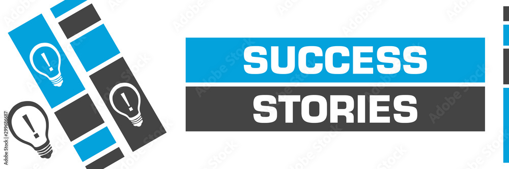 Success Stories Blue Grey Line Boxes Bulbs 