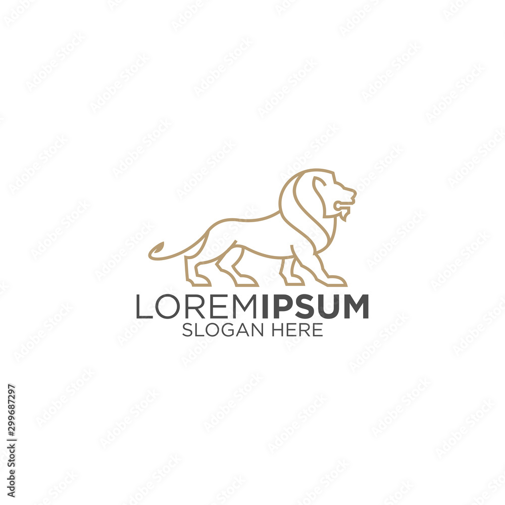 Amazing line art lion logo design vector