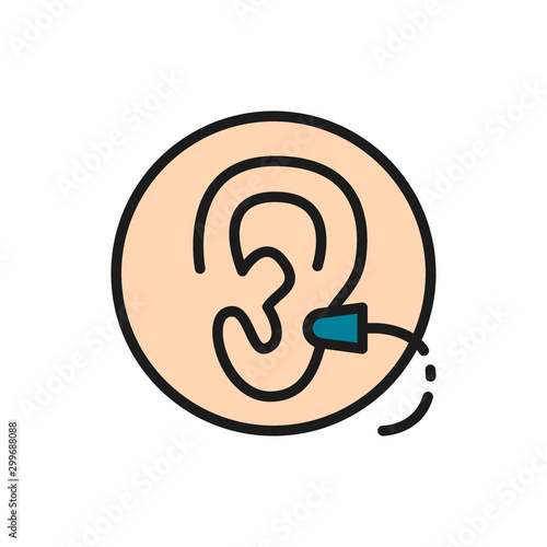Earplugs flat color icon. Isolated on white background
