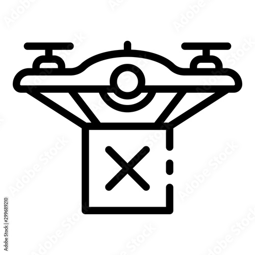Parcel drone delivery icon. Outline parcel drone delivery vector icon for web design isolated on white background