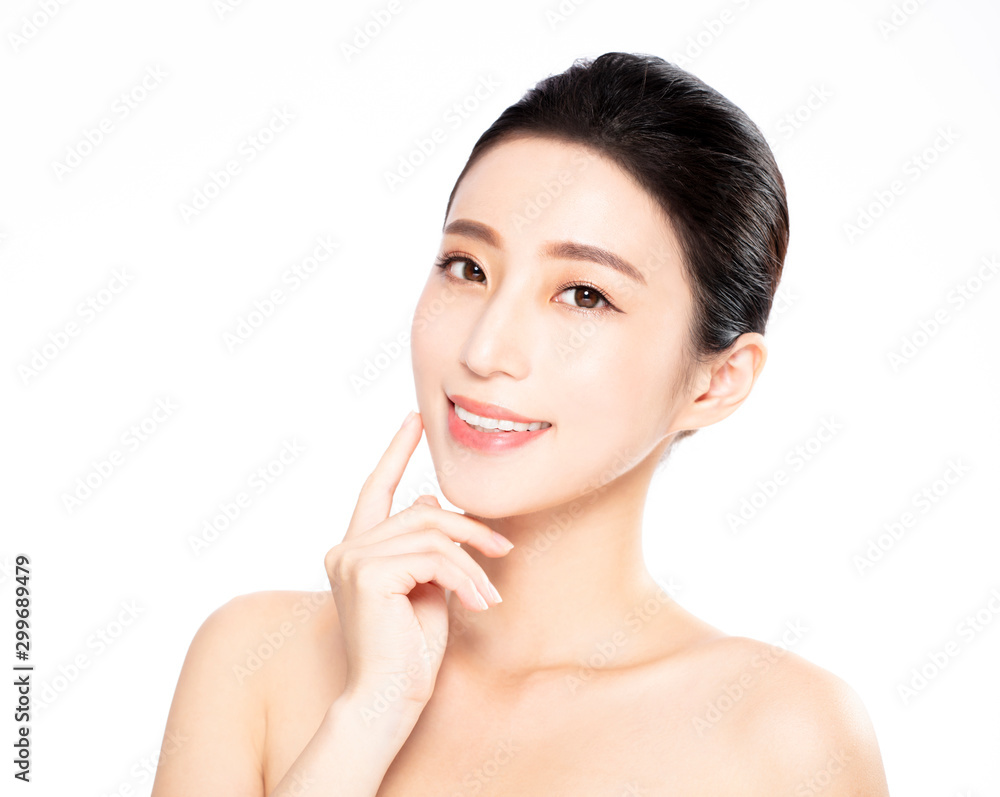 Beautiful face of young woman with clean fresh skin