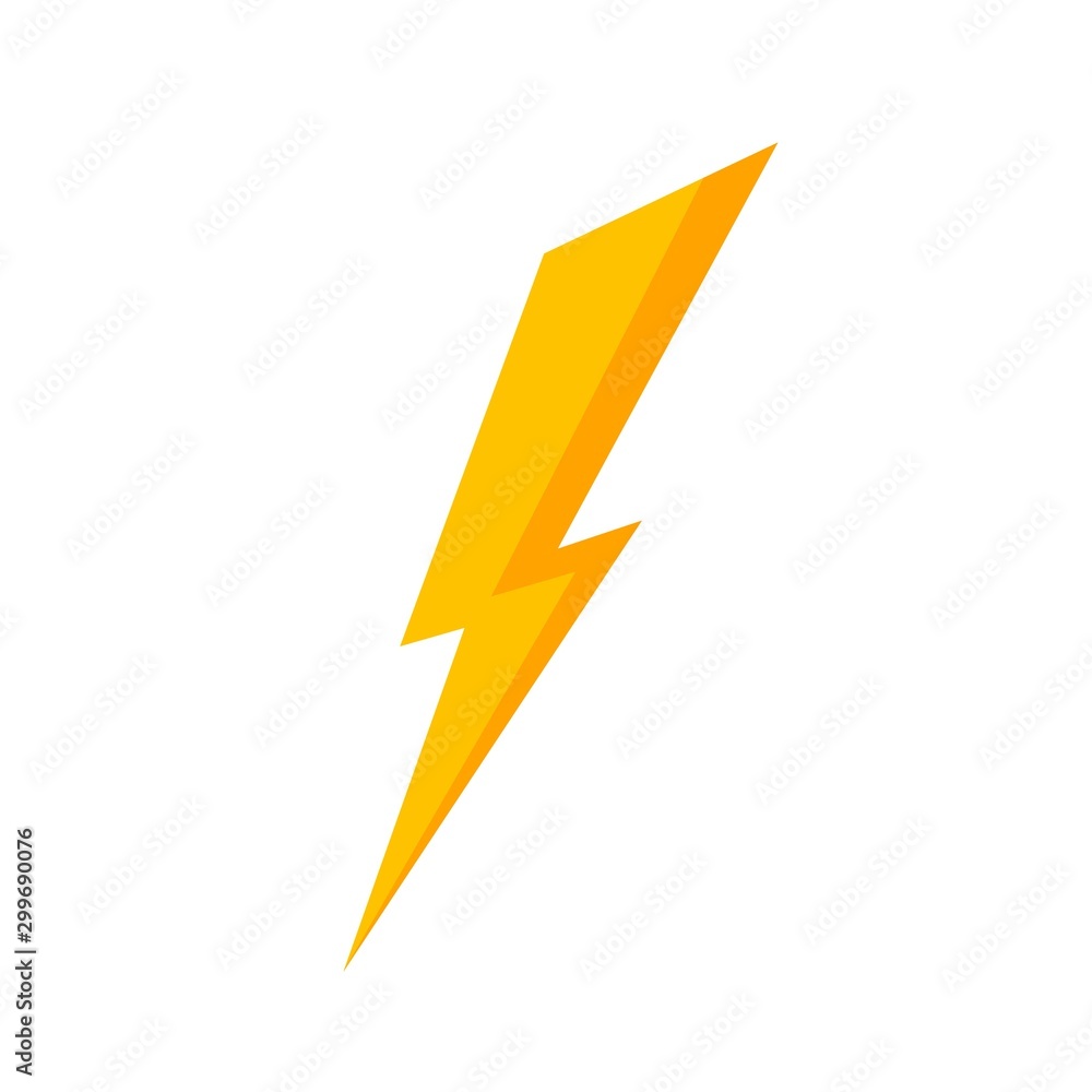 Yellow lightning bolt icon. Vector thunderbolt sign, logo or symbol. Modern flat design style. Lightning icon for warn sign. Yellow lightning bolt icon. Vector thunderbolt sign, logo or symbol. Modern flat design style. Lightning icon for warn sign.