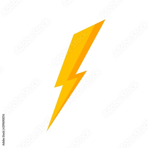 Yellow lightning bolt icon. Vector thunderbolt sign, logo or symbol. Modern flat design style. Lightning icon for warn sign.