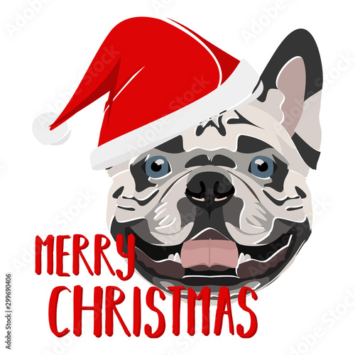 Illustration Französische Bulldogge Frohe Weihnachten