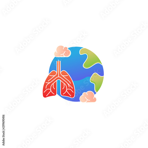 Lungs pulmonary icon, simple flat style. Internal organs of the human design element, logo. Asthma, tuberculosis, pneumonia, medicine concept. Isolated on white background. Vector illustration