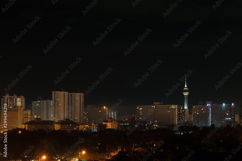 Night city, thunderstorm, lightning. Pattaya Night city, thunderstorm, lightning. Pattaya