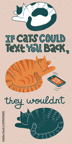 Cat joke, vertical banner or card