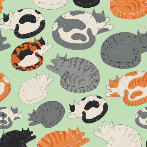 Colorful seamless pattern with cats