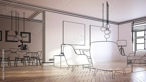 Contemporary Furnishing & Lighting - loopable 3d visualization