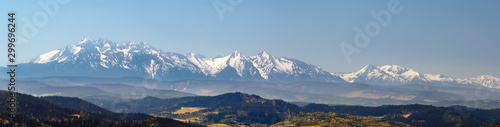 Tatra Mountains Panorama in April from Pieniny.