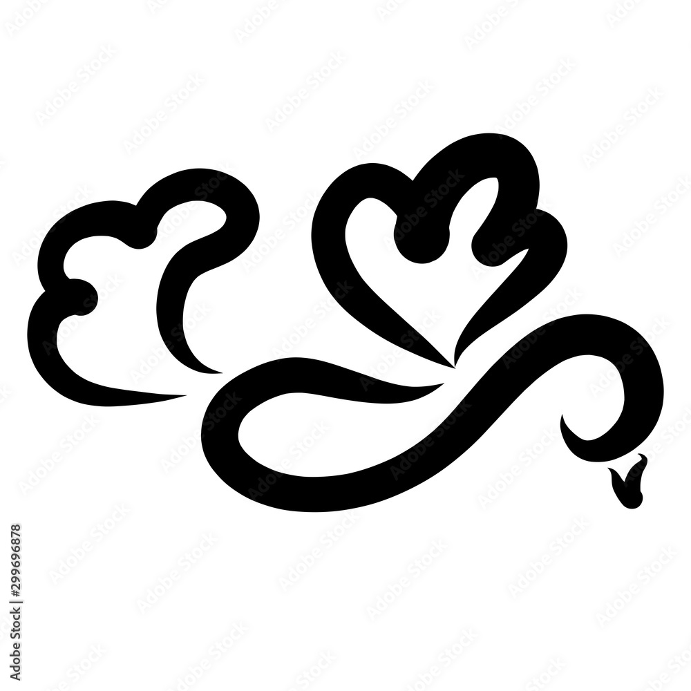 flying bird from black smooth lines on a white background flying bird from black smooth lines on a white background