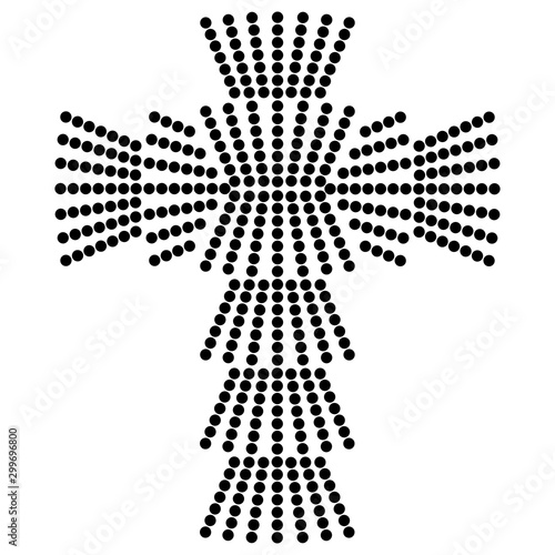 Schilderij op canvas Christian shining cross made of many black dots