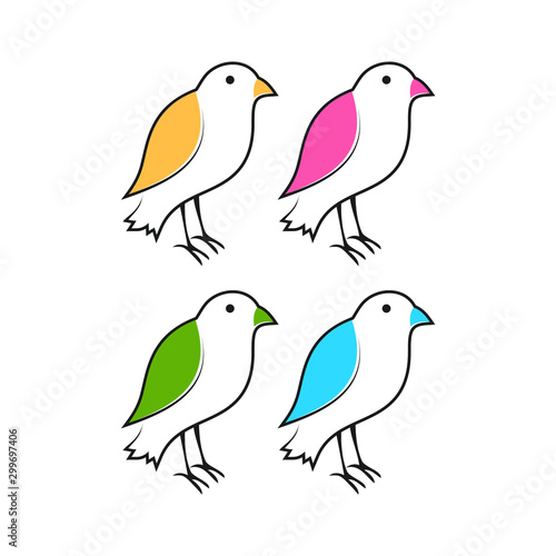 Illustration of beautiful Cute Birds Icon Collection