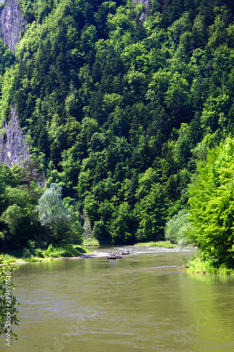 Dunajec River Gorge near Rygle Sokolicy Mount. Pieniny Mountains, Poland.