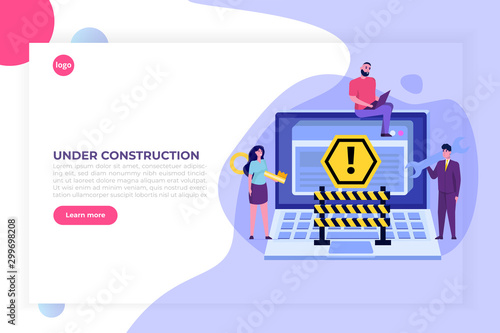 Developing web site, Website under construction, 404 page, Coming Soon concept. Maintenance work. Vector Illustration.