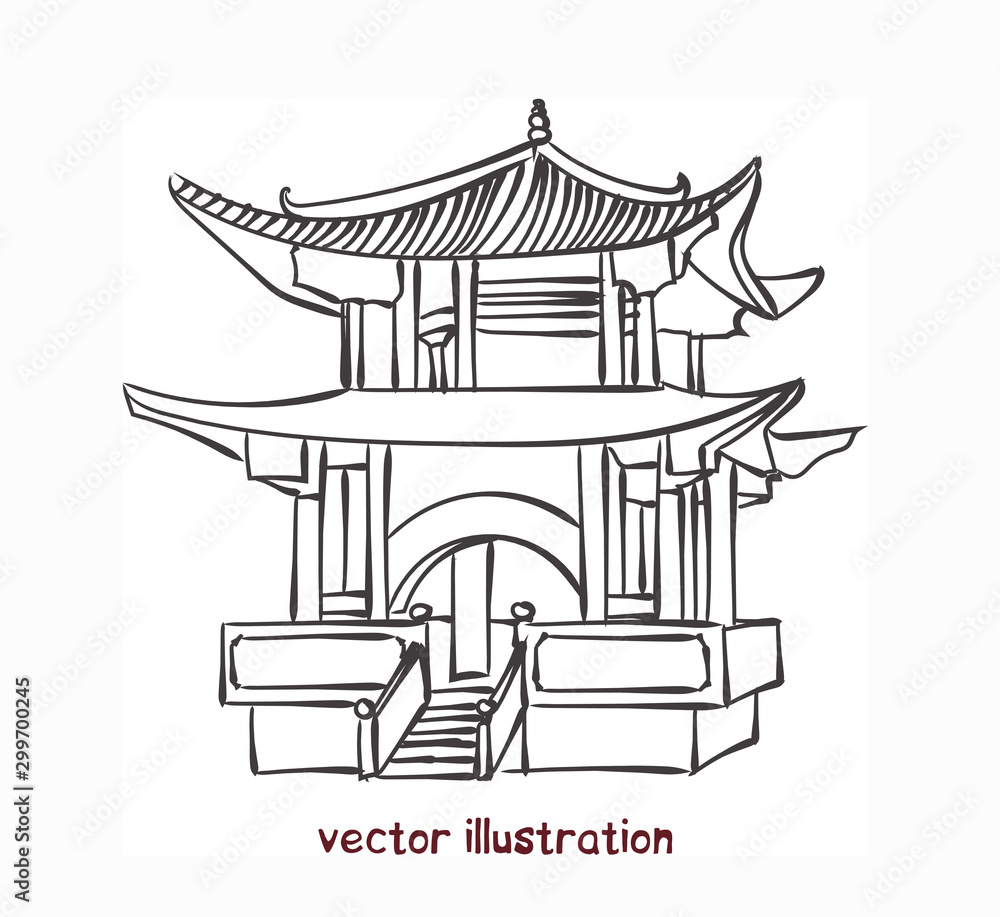 vector sketch of chinese pagoda vector sketch of chinese pagoda
