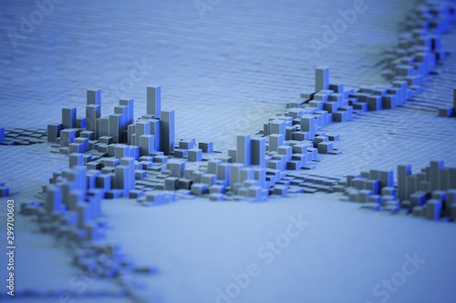 blue Abstract box Technology Background 3d Rendering ilustration