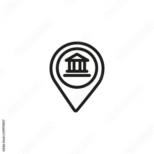 Museum location line icon. Location mark, map, navigation. Museum concept. Vector illustration can be used for topics like art, culture, tourism