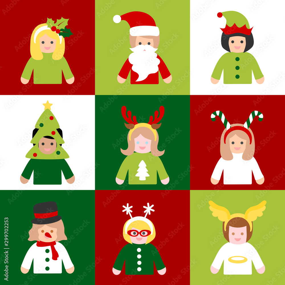 People in Christmas costume in square frame