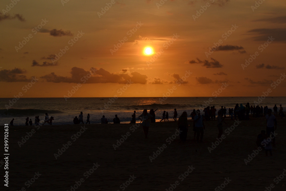 Beautiful Orange Sunset on The Beach View. Warm Colour - Image