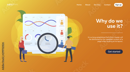 Recruit agents analyzing candidates. Employers comparing applicants, graph, magnifying glass vector illustration. Business concept for banner, website design or landing web page