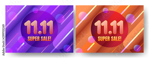 November 11 super sale shopping day with line and geometric shape background