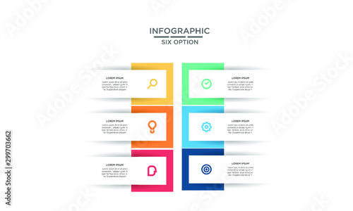 Six 6 Options infographic step chart workflow  element Plan Slide Template with isolated background theme