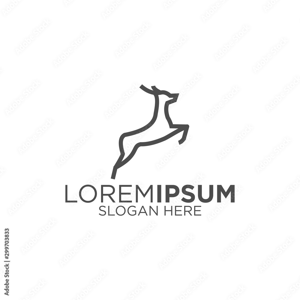 Line art deer jump logo design Line art deer jump logo design