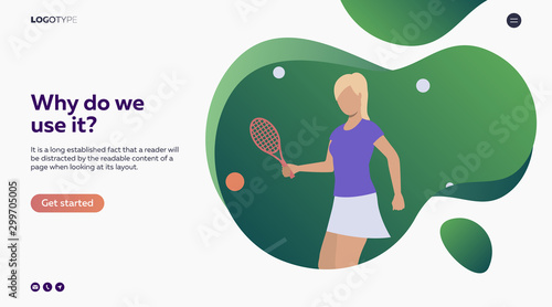 Woman playing tennis. Sport, leisure, active lifestyle flat vector illustration. Outdoor activities concept for banner, website design, landing web page