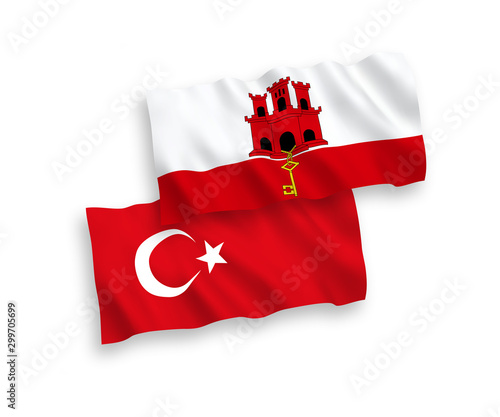 Flags of Turkey and Gibraltar on a white background