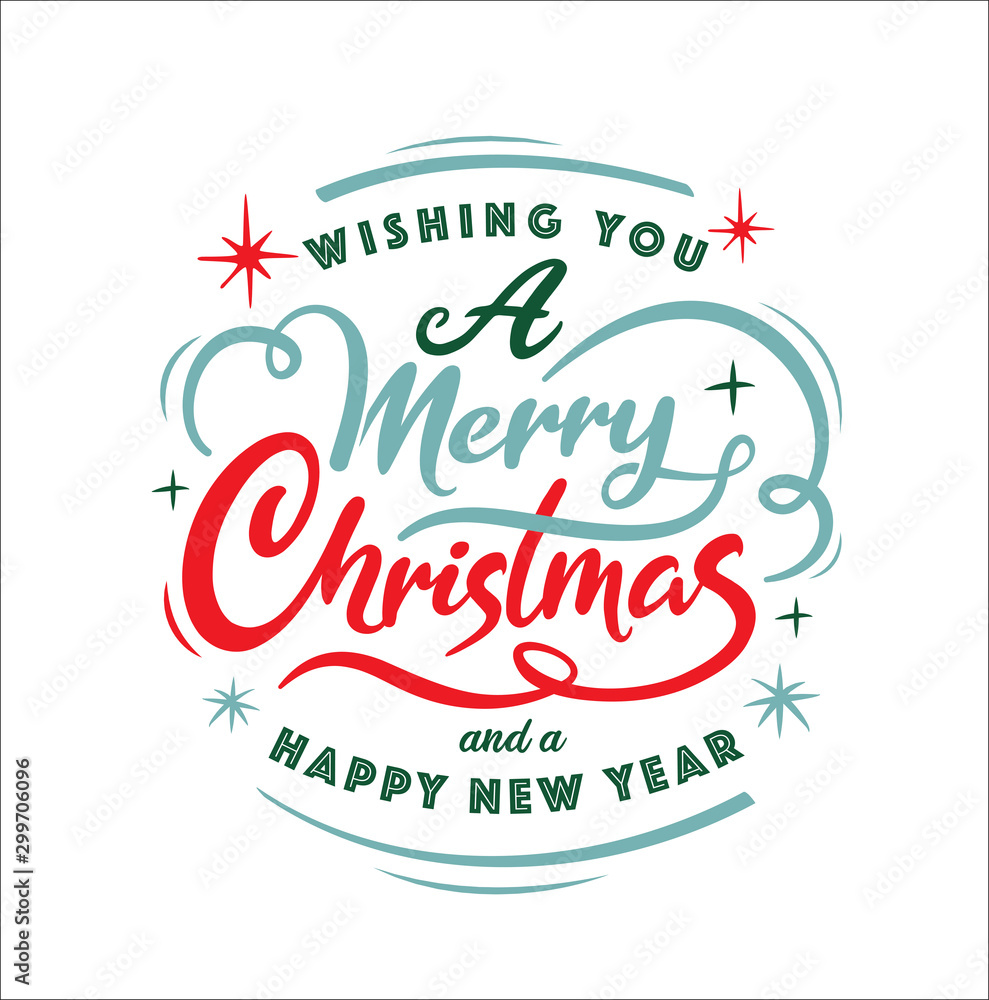 Merry Christmas and Happy New Year lettering design