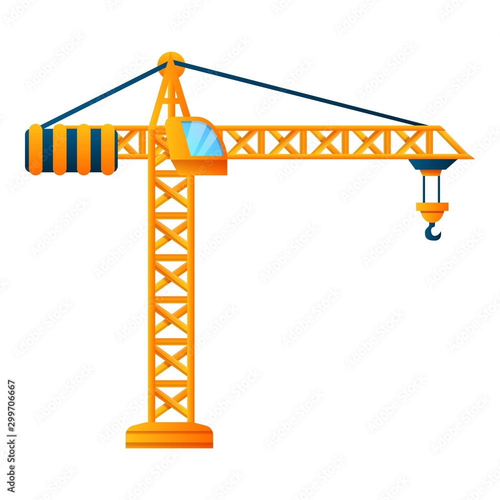 Construction crane icon. Cartoon of construction crane vector icon for