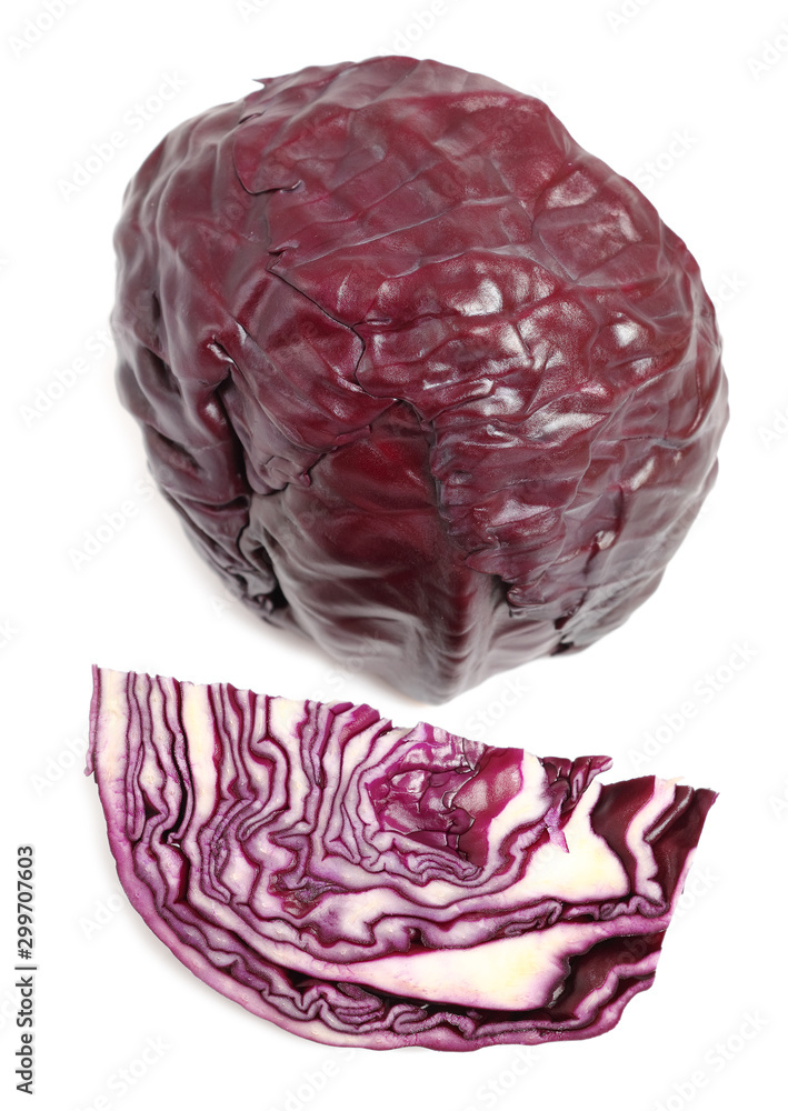 Red purple cabbage. Isolated on a white background. Red purple cabbage. Isolated on a white background.