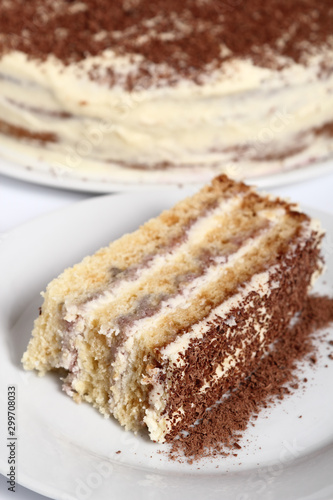 Wallpaper Mural Layer cake with buttercream and jam. Isolated on white background. Torontodigital.ca