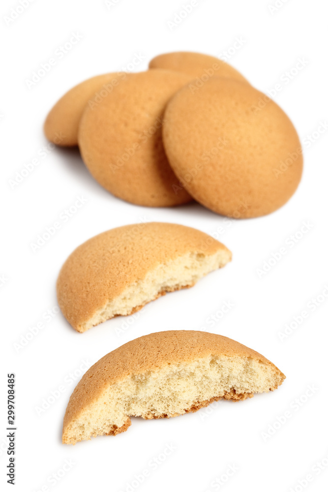 Sponge biscuits. Isolated on a white background. Sponge biscuits. Isolated on a white background.