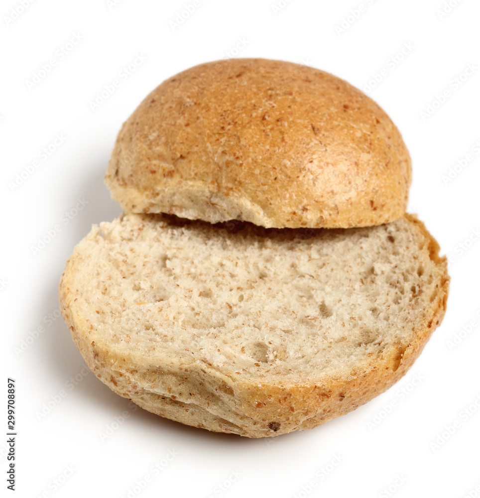 Halves of Graham Bread Roll. Isolated on white background. Halves of Graham Bread Roll. Isolated on white background.