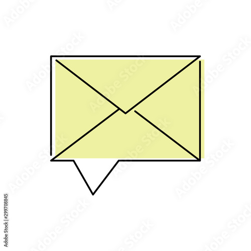 Icono plano lineal correo con flecha con color amarillo