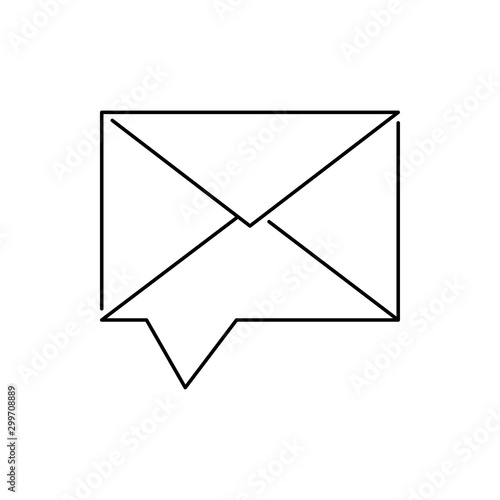 Icono plano lineal correo con flecha en color negro