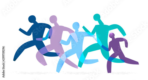group of running and jumping people vector illustration 