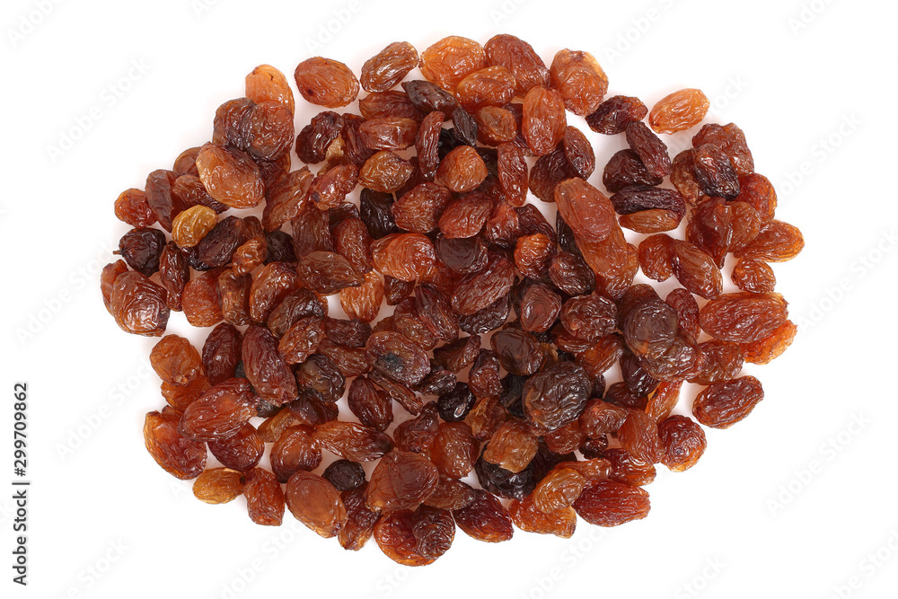 Obraz premium Raisins. Isolated on white background. Directly Above.