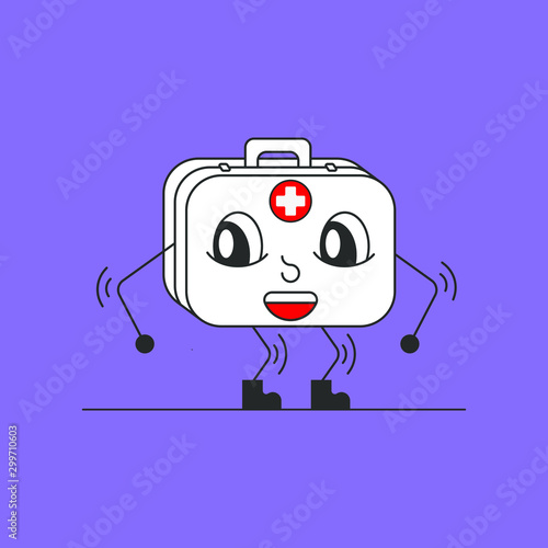 Flat suitcase doctor for healthcare design. Isolated illustration white background. Healthcare assistance.